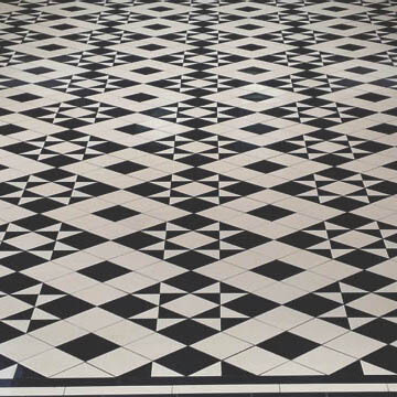 Victorian geometric path tiles - Supplied as loose tiles this popular Victorian pattern was fitted piece by piece. Gallery 131 - Geometric ceramic path tiles
